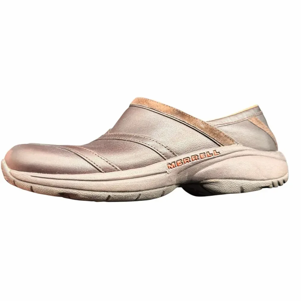 Merrell Bug Brown Leather Slip On Clogs Women’s 9 EU 40 Comfort